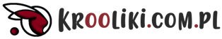 Logo krooliki.com.pl. Głowa królika w ikonie. Kolor czerwono biały z czarnym konturem.